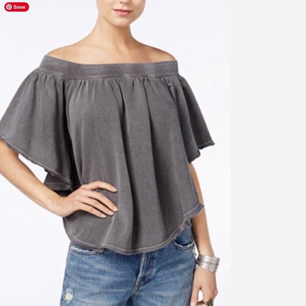 Free People Kiss Me Off The Shoulder Top - Picture 2 of 8